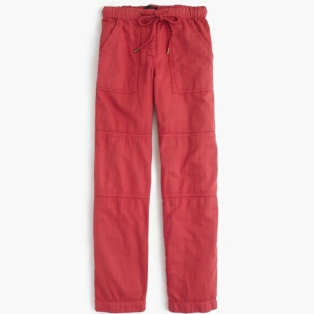 J. Crew Women's Red Drawstring Casual Spring/summer Cotton Pants